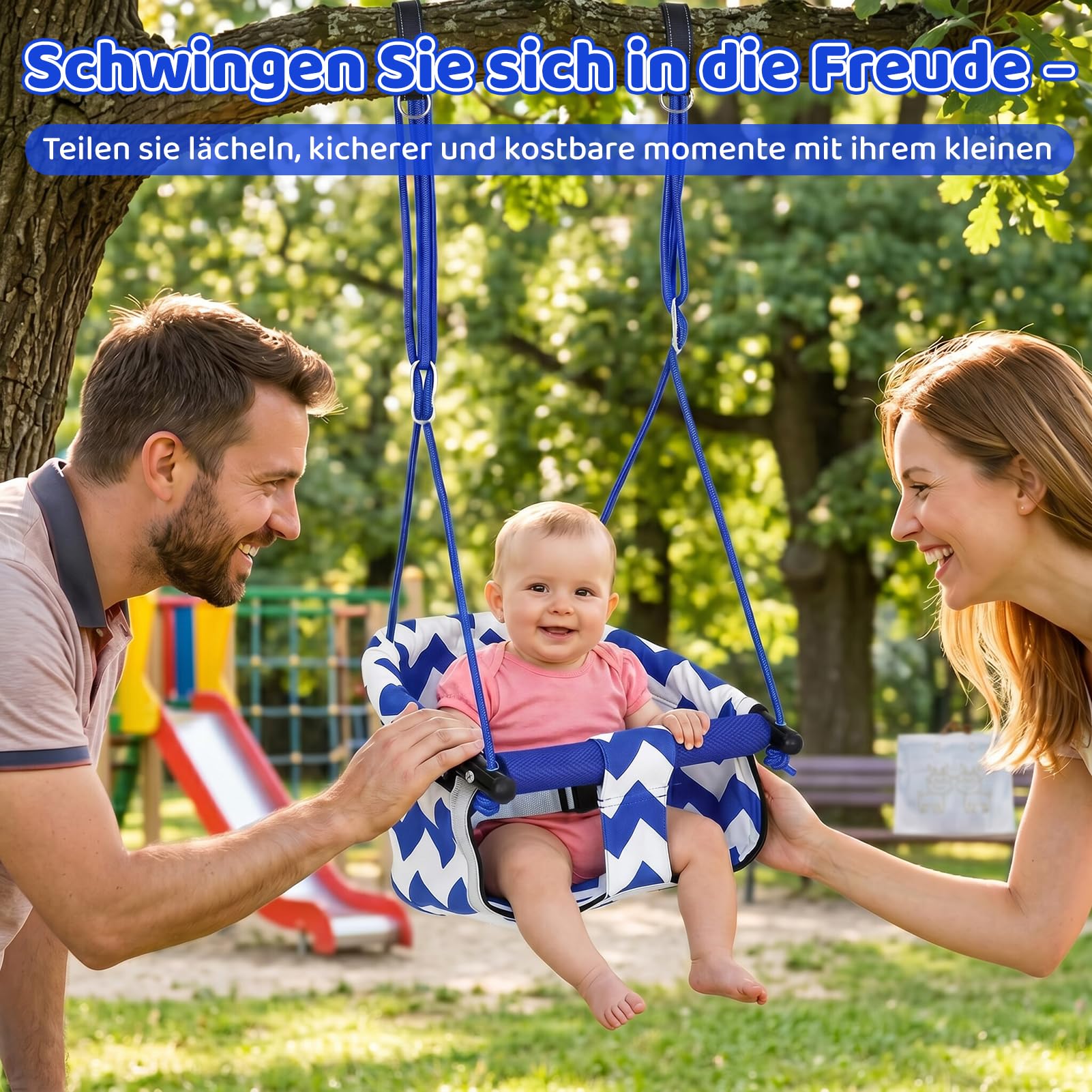 Columpio Infantil, Columpio Jardín Exterior Interior De 6 Meses en Adelante | Columpio Bebe con Cuerdas Ajustables,Cinturón De Seguridad,Columpios Infantiles Exterior para Desarrollo Sensorial del Bebé