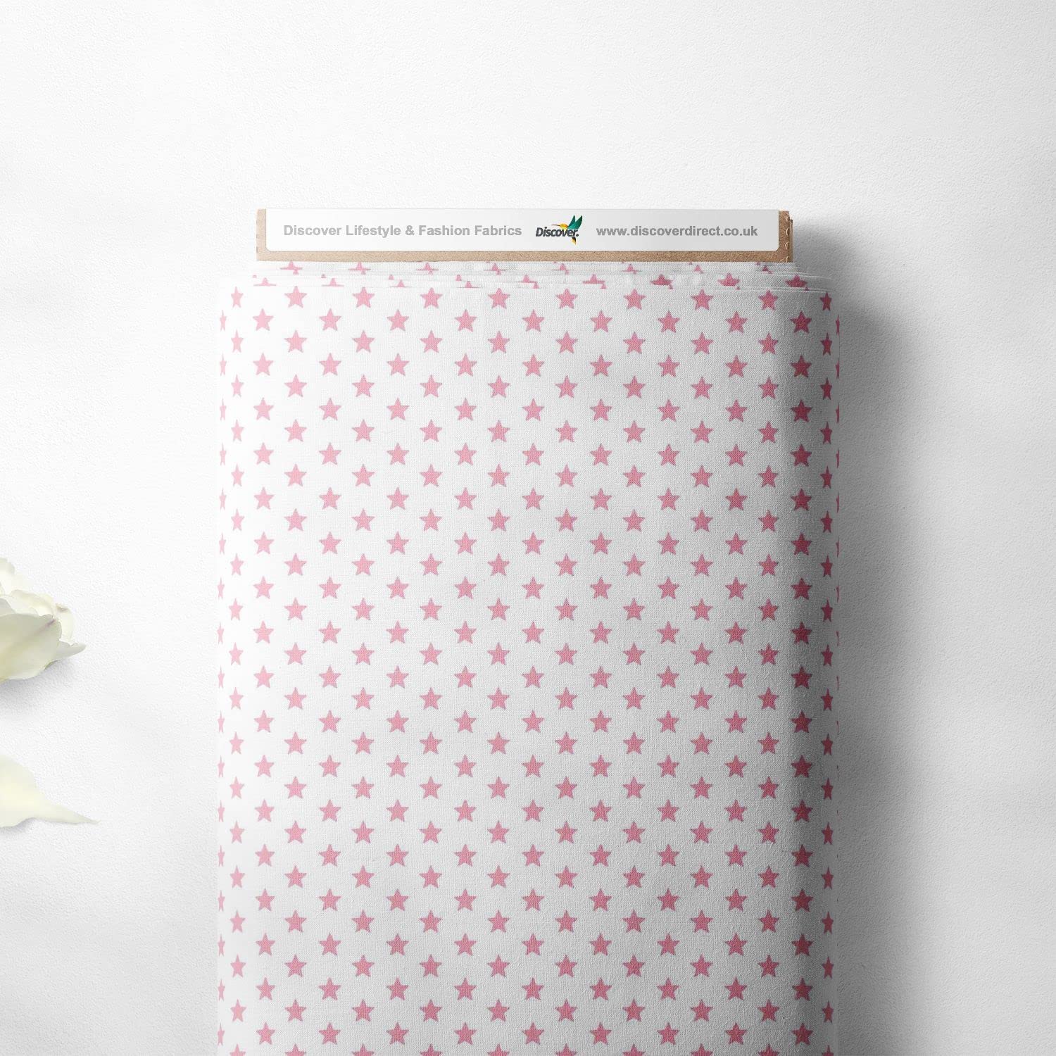 Discover Lifestyle & Fashion Fabrics Candy Pink 100% Cotton Mini Star Twinkle Design Children Kids Craft Quality Fabric Material | 55" - 140 Cm Wide (Per Metre, )