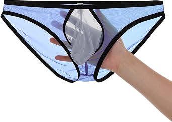 JINSHI Men's Sexy Mesh Breathable Briefs Low Rise See Through Underwear