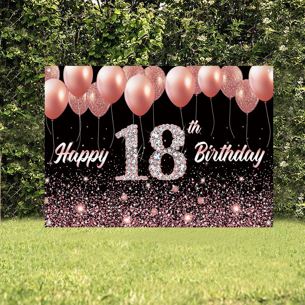 40 Banderines De Feliz Cumpleaños Número 18, Banderas Doradas Y Negras Con Purpurina Para Fiesta