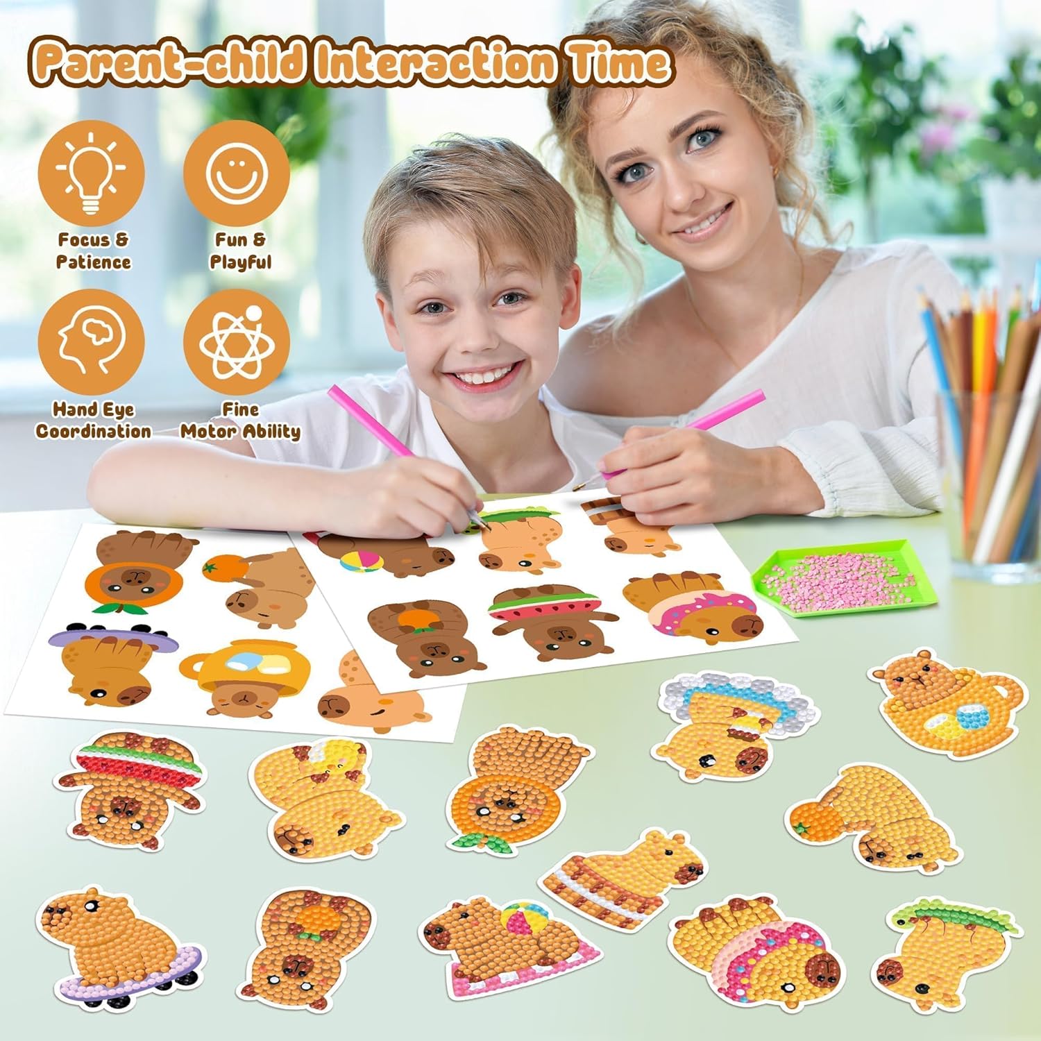 EDaozkend Capybara Diamond Art Kits - 12 Spring Easter Capybara 5D DIY Creative Art Craft Mosaic Sticker for Kids&Adult Painting Craft Beginner Digital Diamond Parent Child Activity Kit Birthday Gift - Image 5