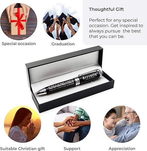 Miniatura 3 de Inkstone Serenity Prayer - Bolígrafo de regalo inspirador grabado con caja de presentación, regalo con cita de recuperación de fe, sobriedad