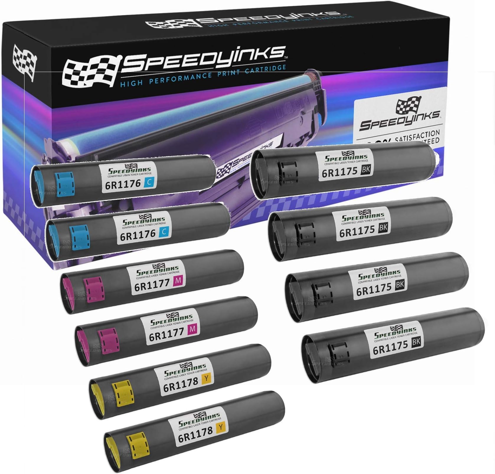 Speedy Inks Compatible Toner Cartridge Replacement for Xerox 6R01175,6R01176,6R01177, 6R01178 (4 Black, 2 Cyan, 2 Magenta, 2 Yellow, 10-Pack)