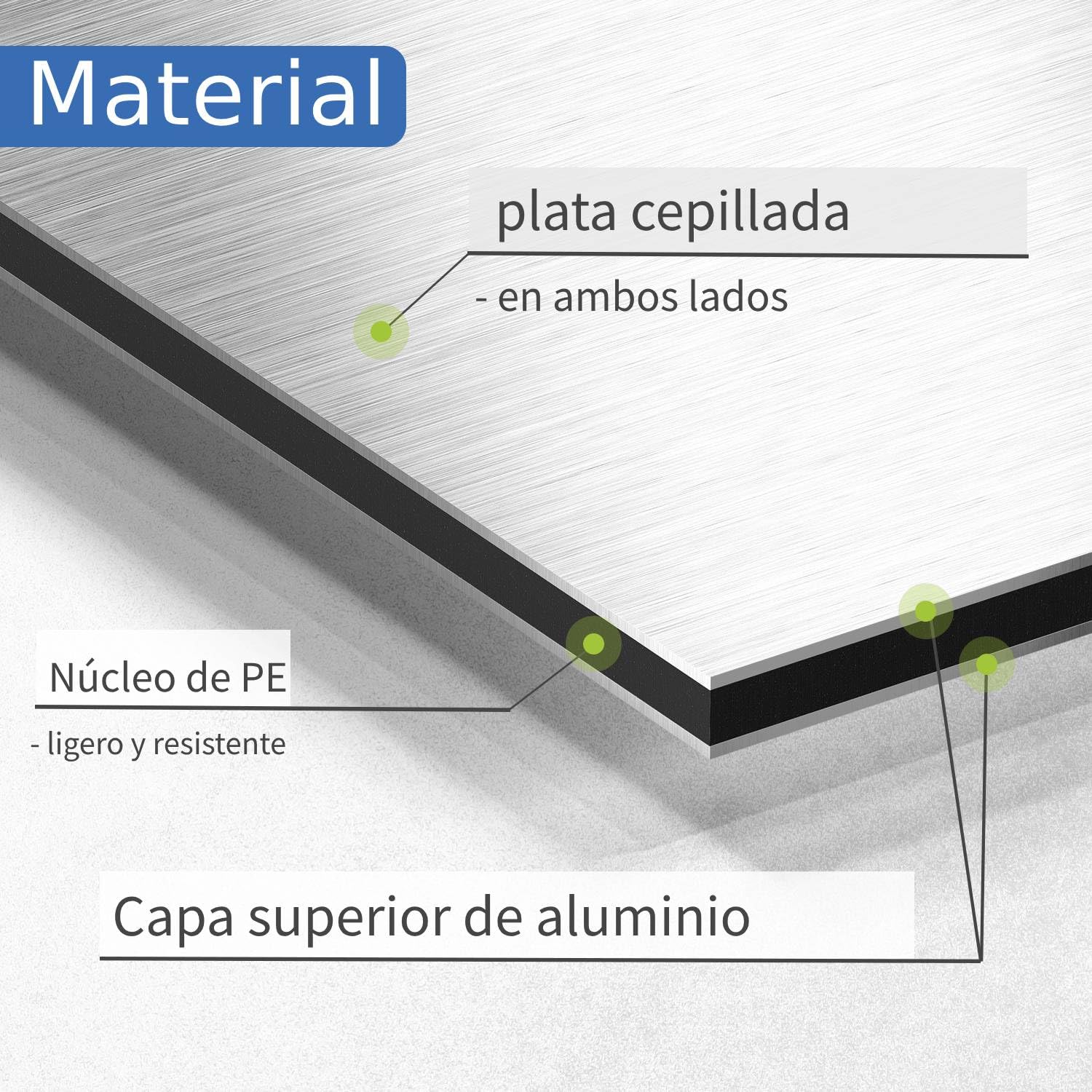 I Placa compuesta de aluminio cepillado plateado I 60 x 40 cm I 3 mm I resistente a la intemperie I para modelismo I construcción de stands I señalización I bricolaje I AZ116