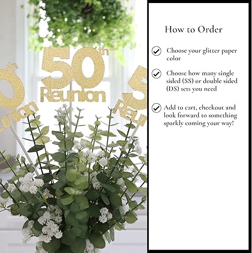 Miniatura 5 de ZeeBestCelebrations - Decoraciones de reunión de 50 años de secundaria, palitos de centro de mesa de reunión 1975, púas de centro de mesa de