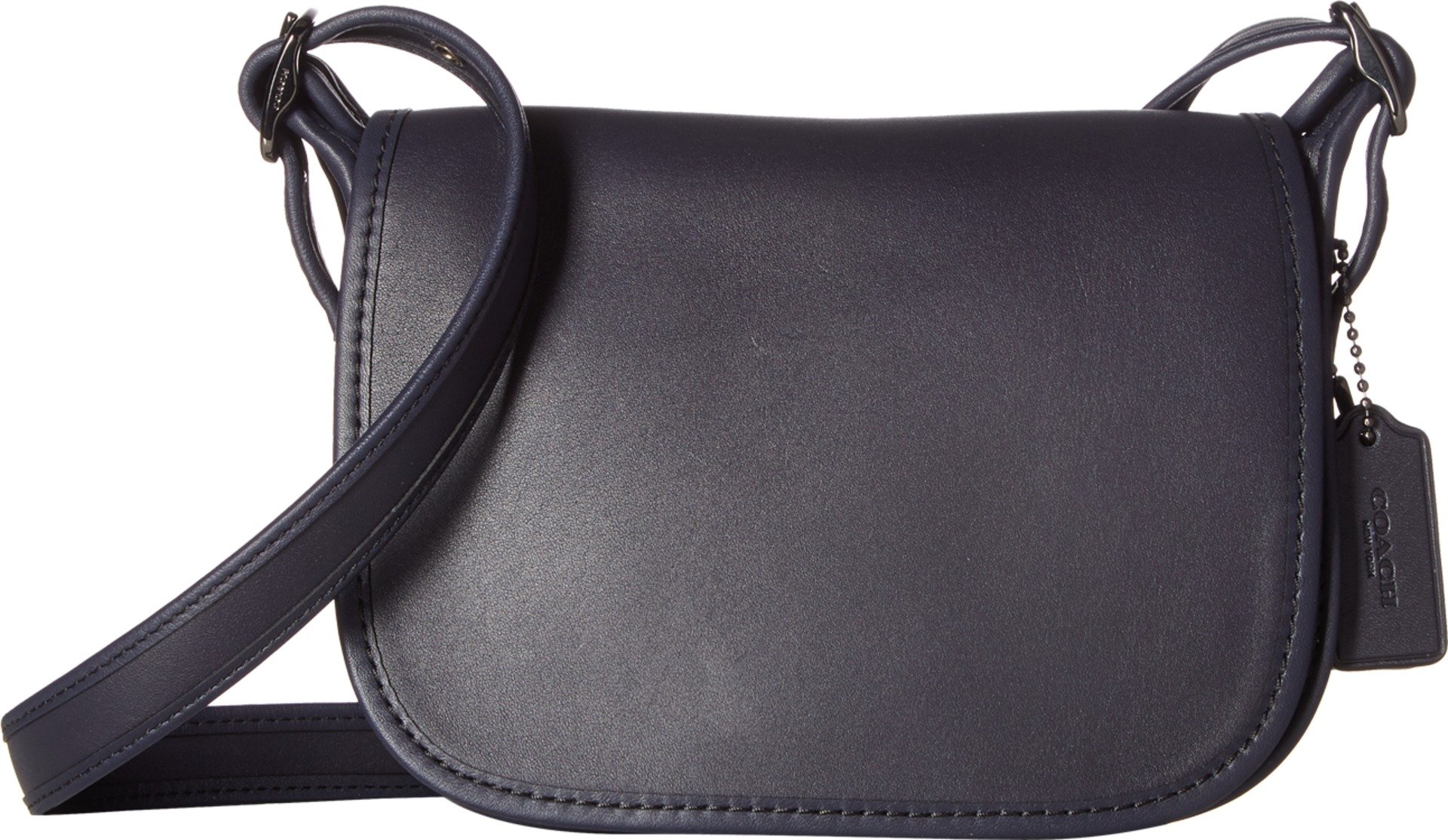 Coach Small Women's Leather 18 Saddle Bag, Dark Antique Nickel, Navy, OS