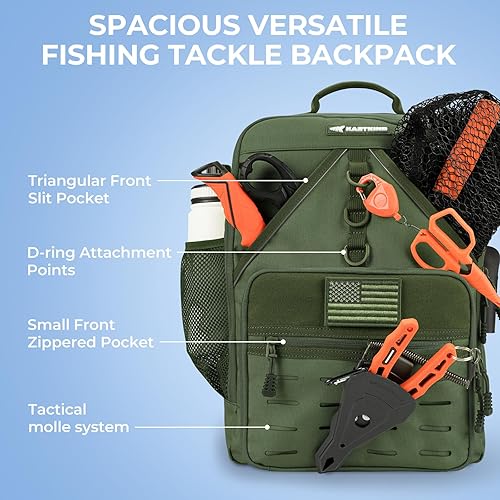 Miniatura 10 de KastKing Karryall - Mochila para aparejos de pesca con soportes para caña, 4 cajas de aparejos, almacenamiento grande de 40 L, bolsa de pesca