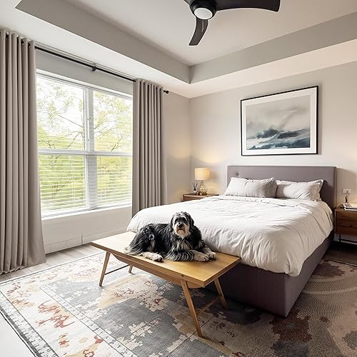 Vista 206 de PONY DANCE - Cortinas opacas con ojales, se venden como 2 piezas Blanco grisáceo