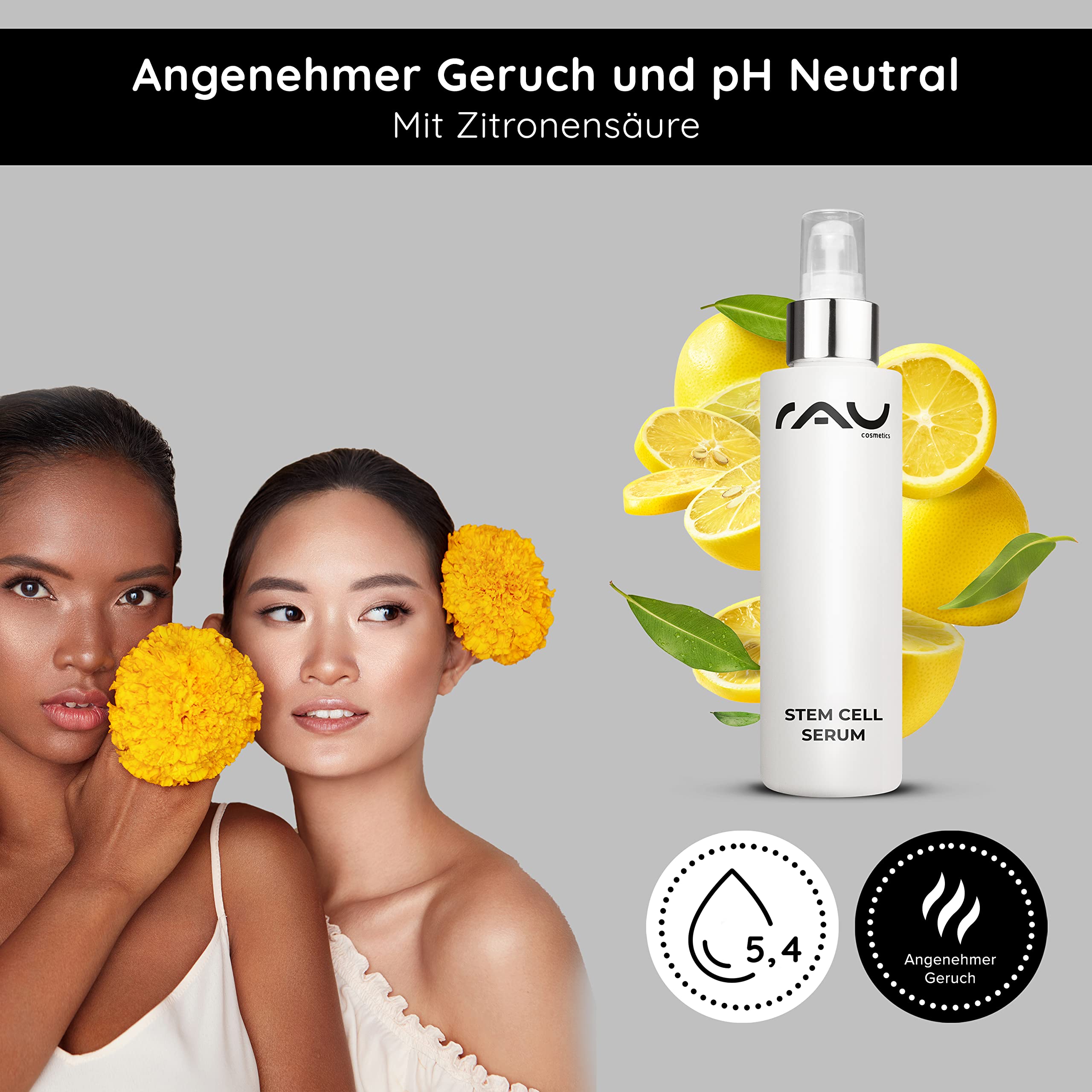 RAU Cosmetics Stem Cell Serum 100 ml - Anti-Aging Gesichtsserum mit Pflanzlichen Stammzellen, Panthenol & Jiaogulan - Intensiv Feuchtigkeitsspendend für Reife, Trockene & Empfindliche Haut | Pflanzliche Stammzellen, Panthenol & Jiaogulan, Feuchtigkeitspfl