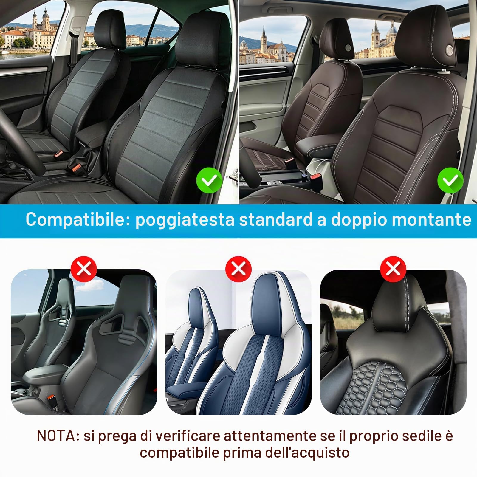 ZATOOTO Cuscino Auto Collo Pillow Memory Foam Supporto Testa Seggiolino Auto Per la Guida, Confortevole Traspirante, Nero