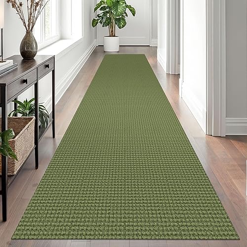 Vista 411 de EARTHALL - Tapete tejido lavable con parte trasera de goma, tapete trenzado de algodón antideslizante para interiores para entrada, pasillo, cocina