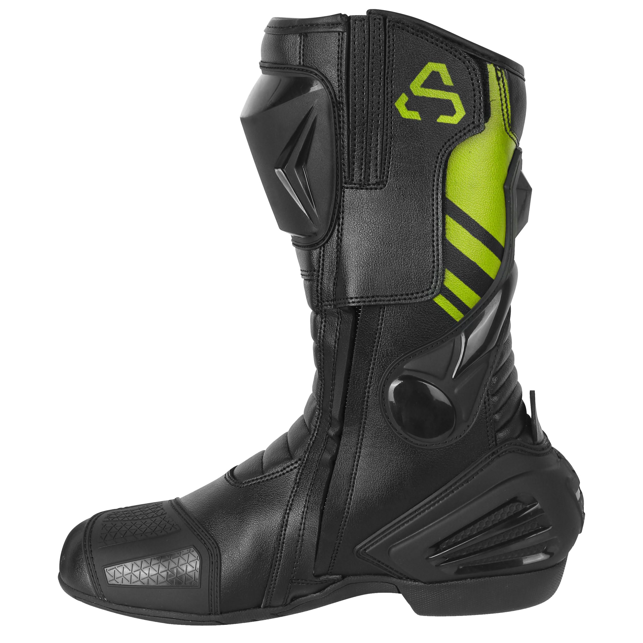 Botas de moto unisex de piel con protecciones reforzadas, suela antideslizante y cierre con cremallera y