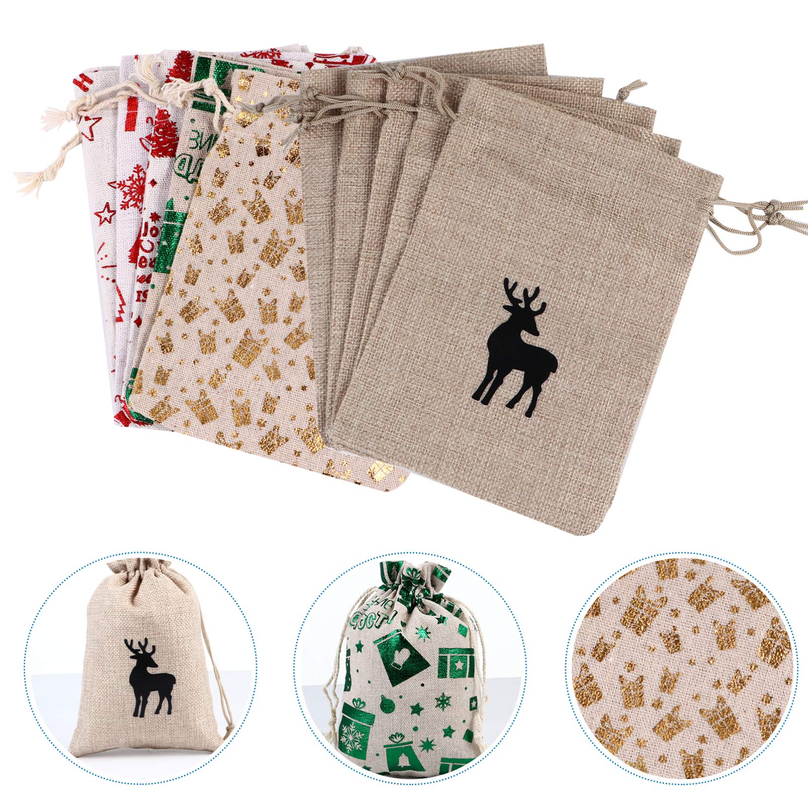 Mobestech 30 Pz Sacco Natalizio in Cotone Sacchetto Regalo Regalo Di Natale Sacchetti Regalo Di Babbo Natale Sacchetto Di Bomboniere Natalizie Borse Natalizie Tela Biancheria Borsa Morbida
