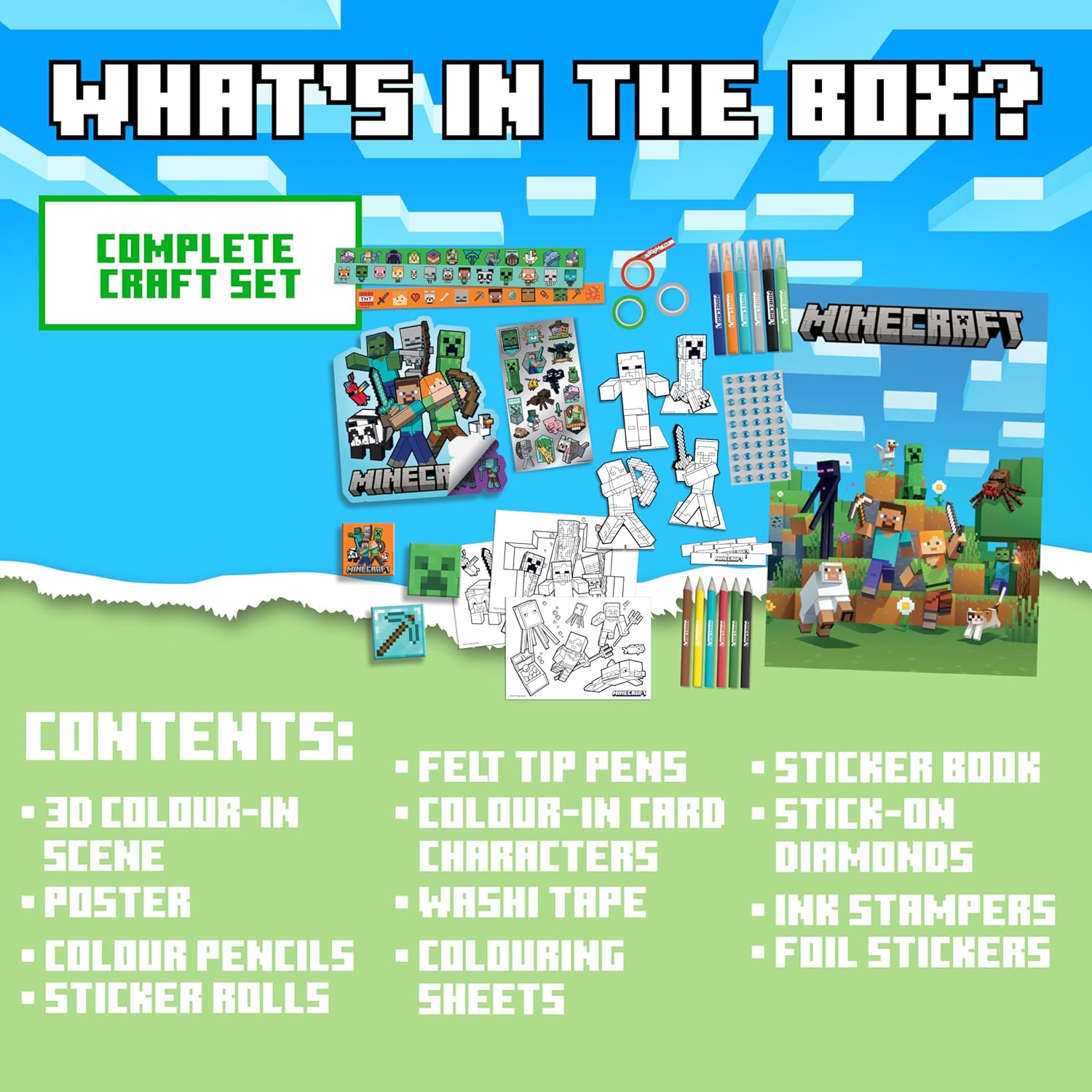 Minecraft by Bladez Toyz Kids Activity Set - Kids Arts & Crafts Sets with 250+ Pieces & Minecraft Characters - Minecraft Gifts for Boys - Decals & Pestles for Minecraft Fun