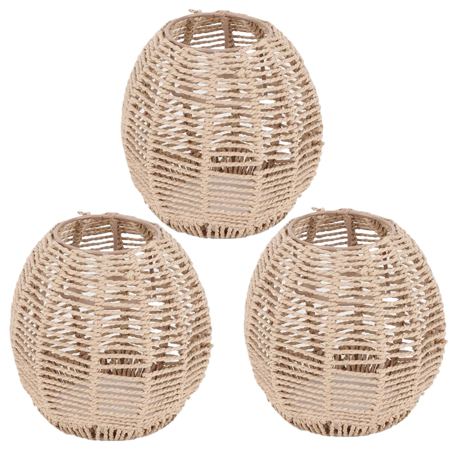 Pack de 3 lámparas colgantes de papel estilo ratán boho para decoración vintage
