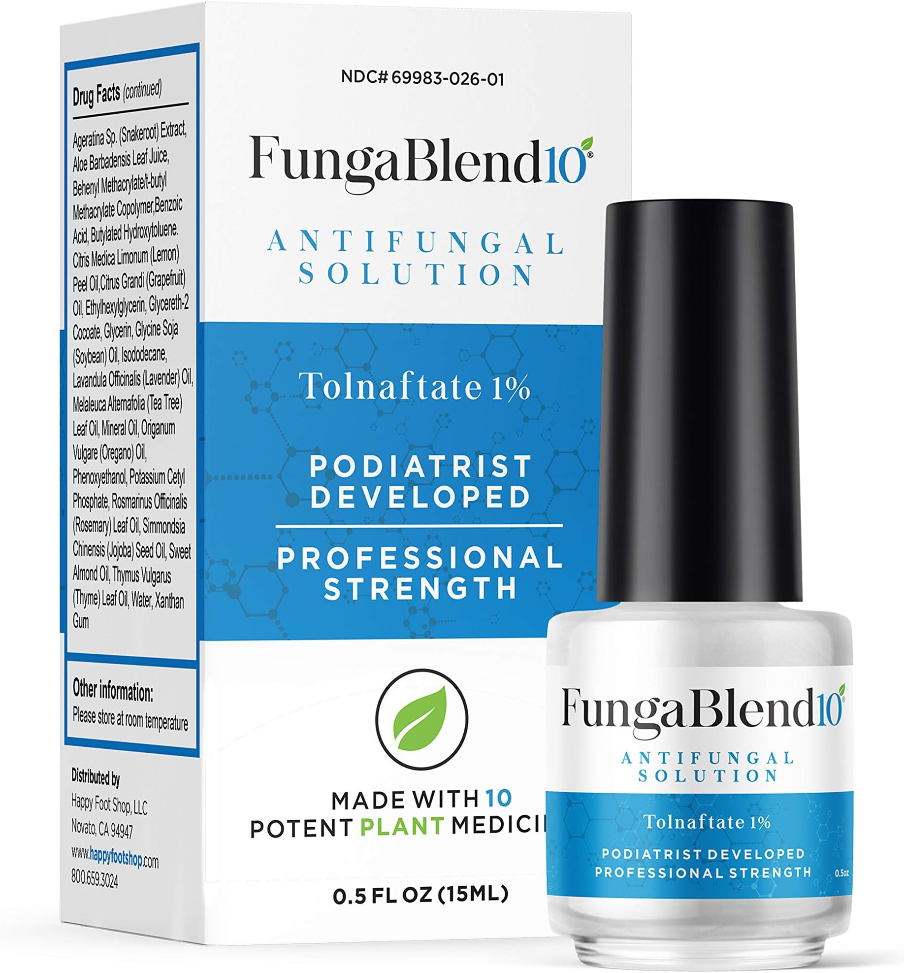 FungaBlend 10 - Antifungal Medication:1% Tolnaftate and 10 Plant Medicines -Toenail Fungus Treatment for Nail Repair Gel, Athletes Foot, Jock Itch, Ringworm -Topical Solution for Toe and Finger Nail