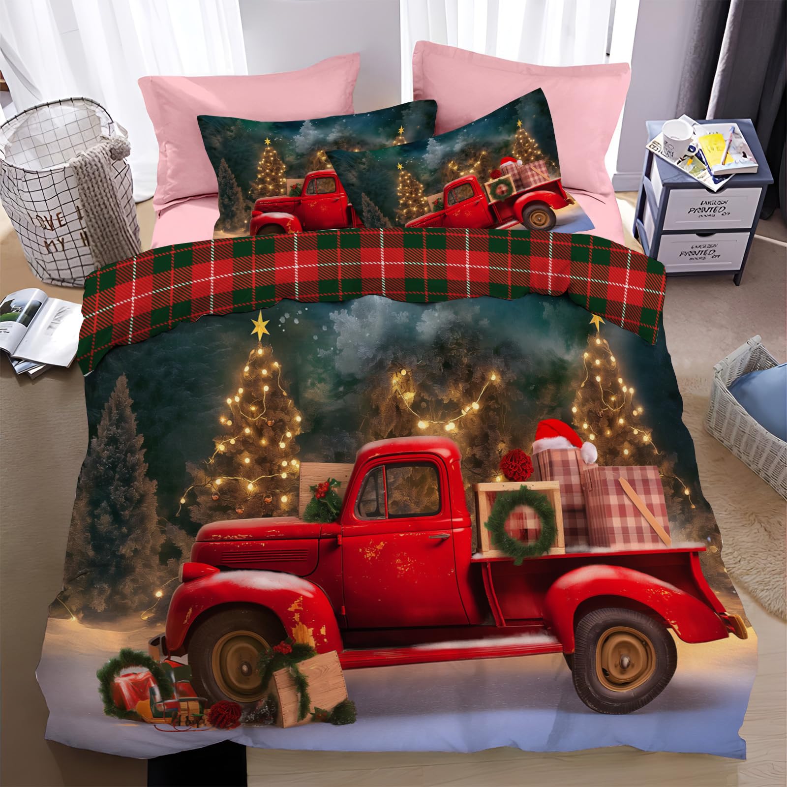 Couette 240x220 voiture jouet de Noël, le cadeau idéal pour illuminer une chambre double de fille