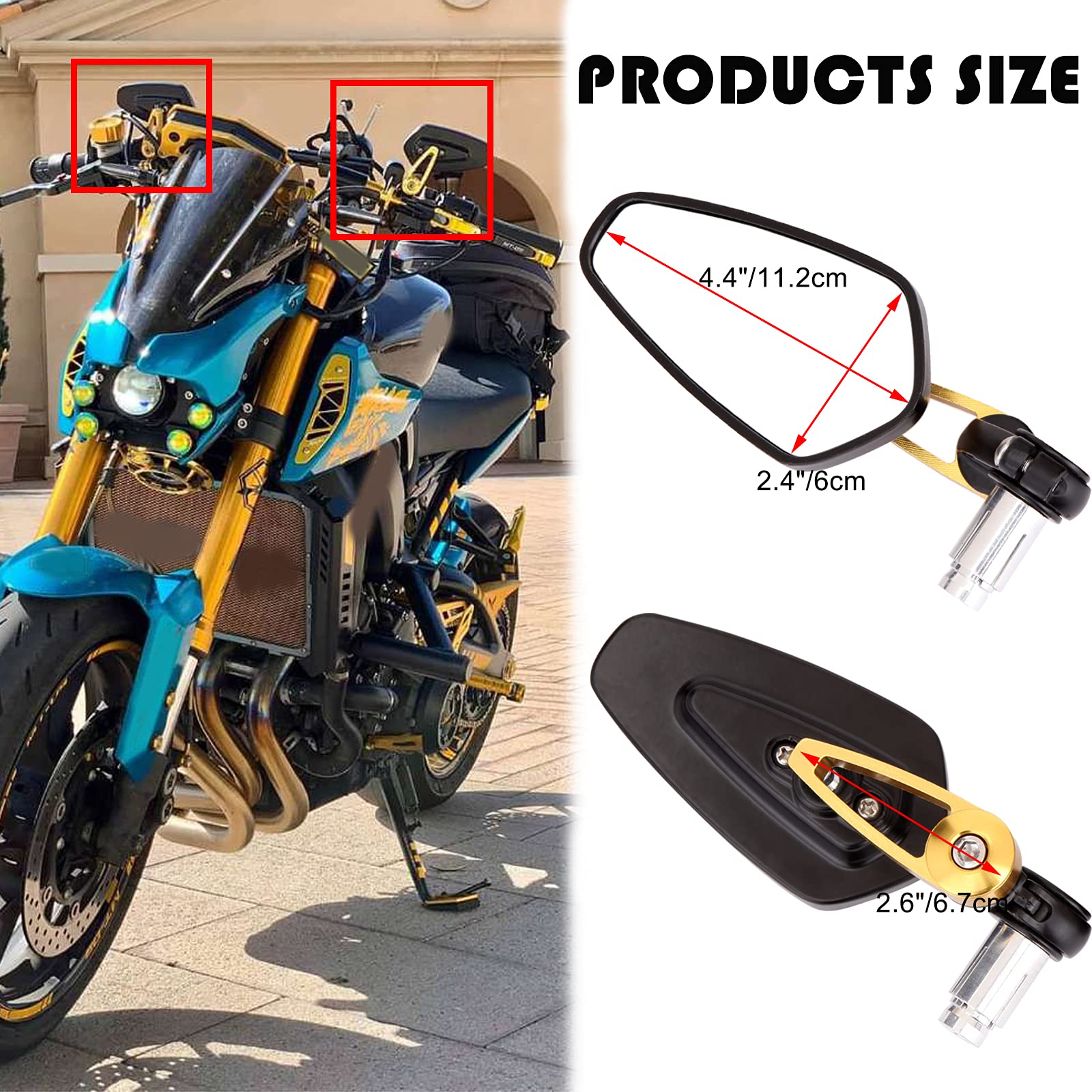 Espejos Moto Espejos Retrovisores Laterales 7/8 Para Manillar