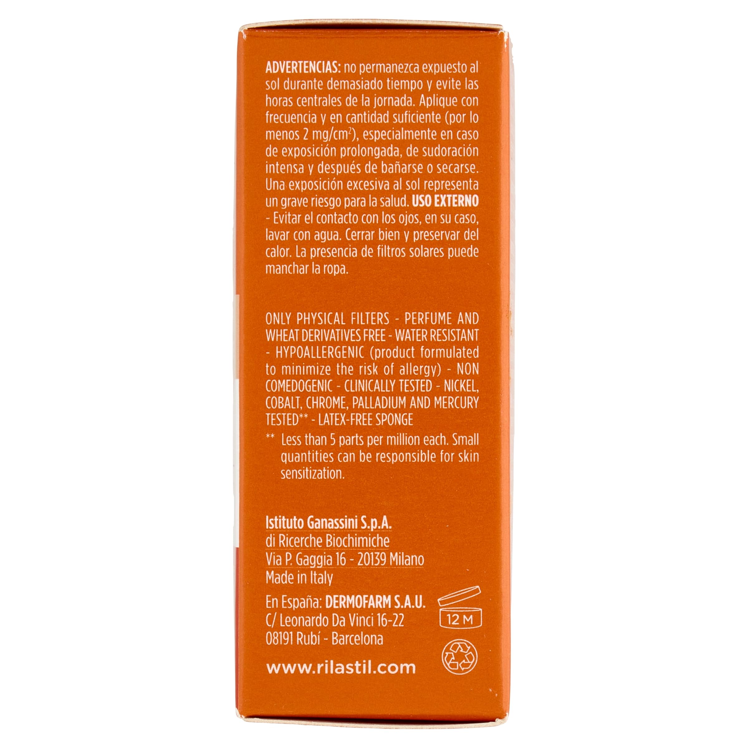 Rilastil Sun System - Base compatta con Spf 50+, corregge le imperfezioni e unifica il tono, resistente all'acqua