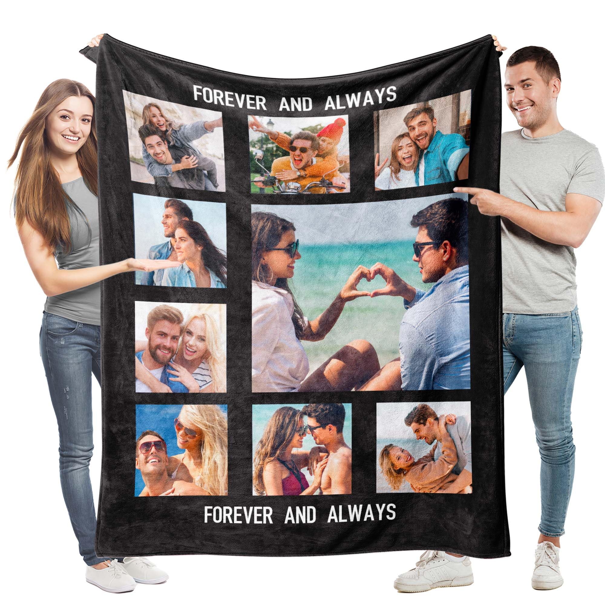 Easycosy Manta Personalizada con Foto y Texto, A Cuadros, Idea de Regalo para Parejas, Franela Ultra Suave, para Él y Ella, Actualizable A Sherpa