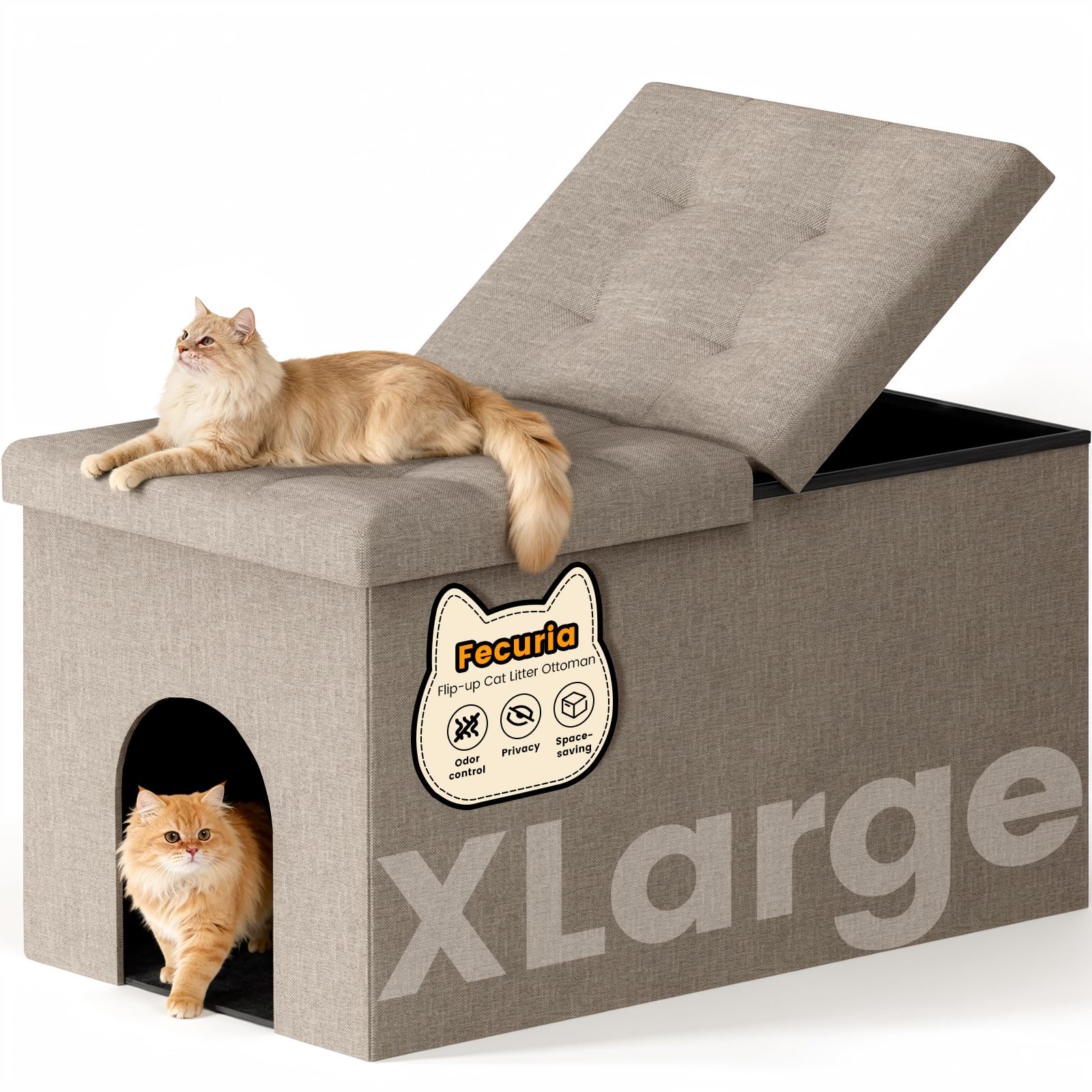 Stylish Cat Litter Box Enclosure - Dark Grey -9