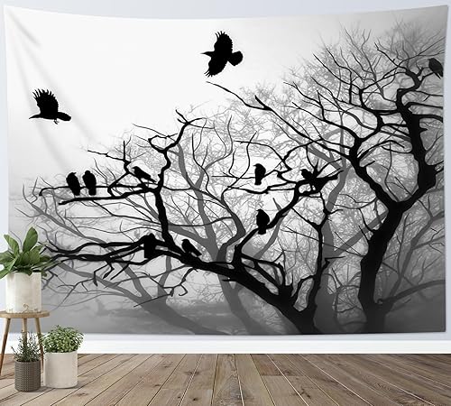 Miniatura 8 de LB Tapiz de Halloween de castillo espeluznante, tapiz para colgar en la pared, cementerio embrujado, calabaza, farol, luna, noche, monstruo,