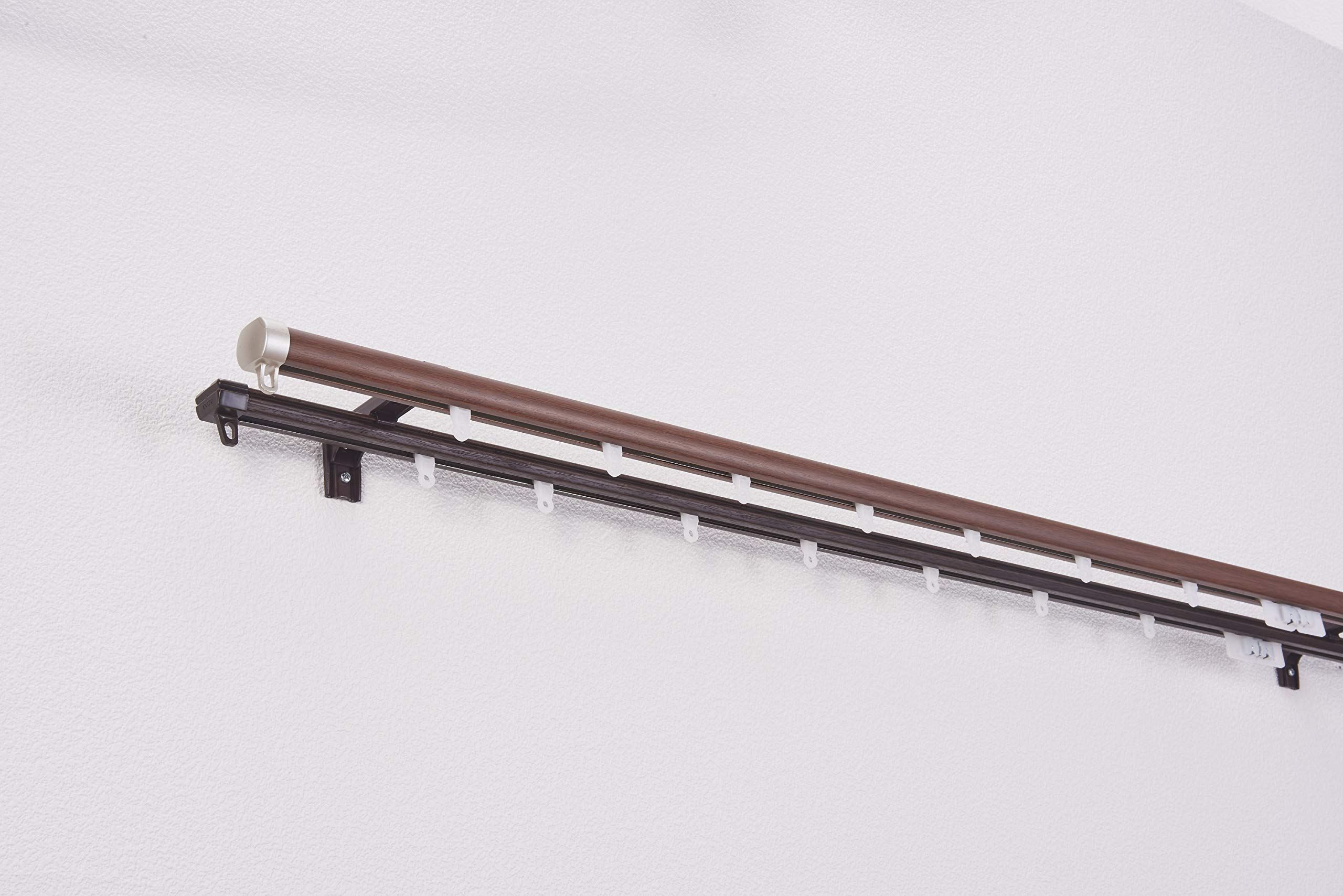 Amazon.co.jp: トーソー カーテンレール 木目ブラウン ダブル 1.6m~3.0