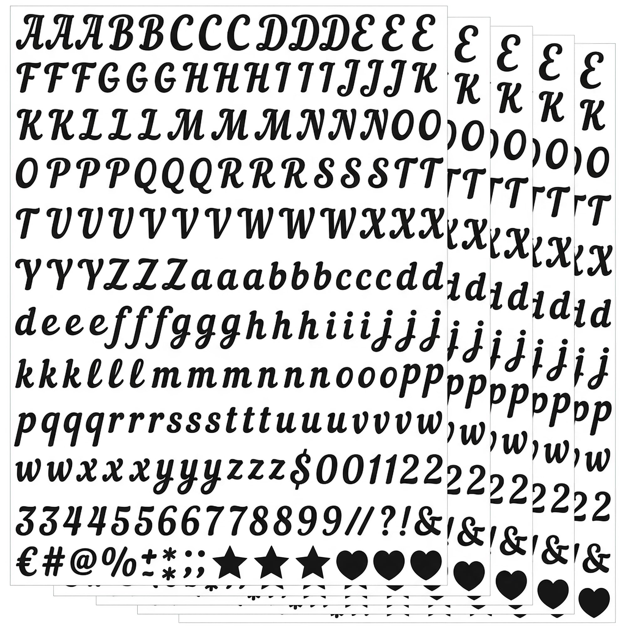 5 Sheets Sign Making Letters 1000 PCS Script Alphabet A-Z Self Adhesive