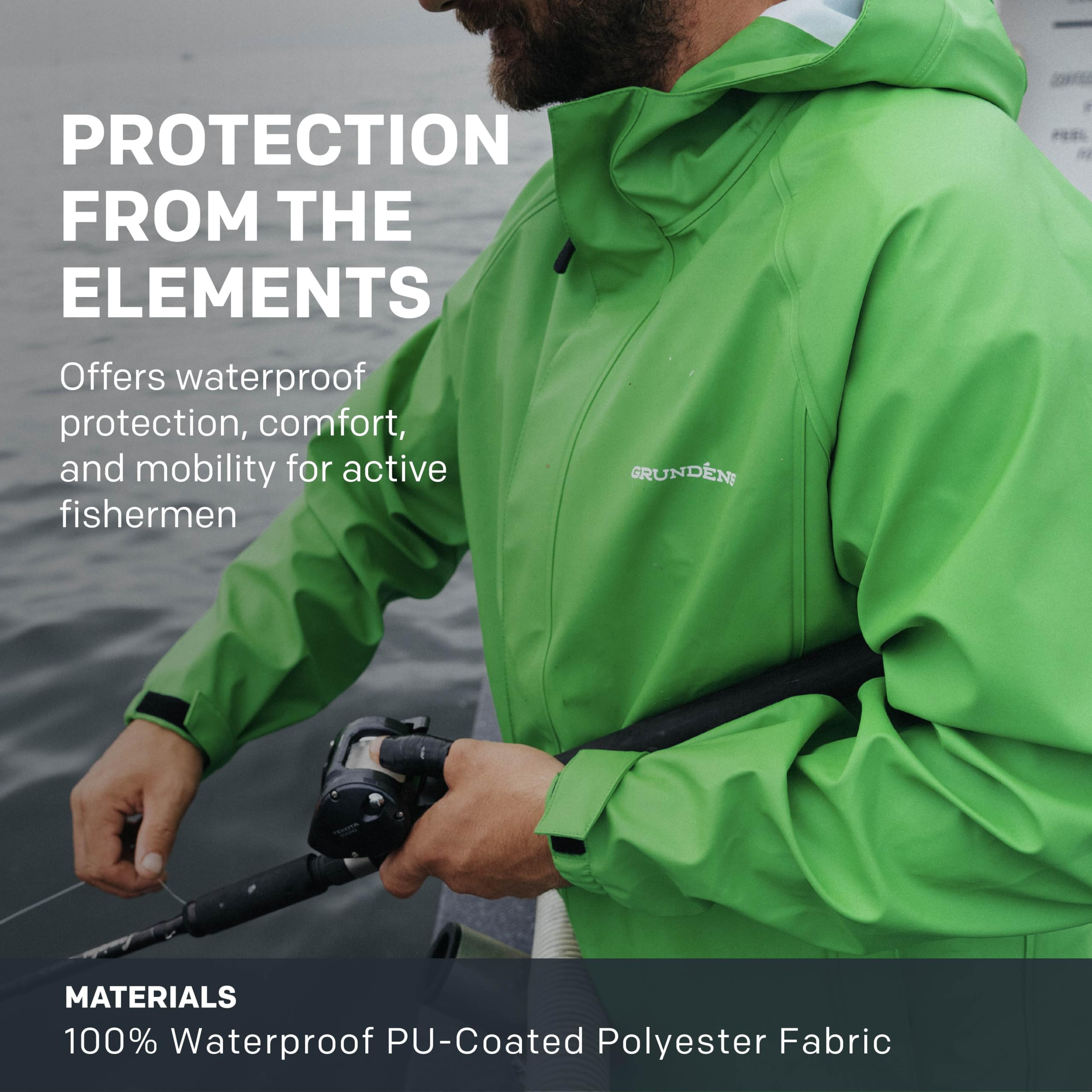 Grundens Neptune Commercial - Chaqueta de pesca para hombre, impermeable, ajustable