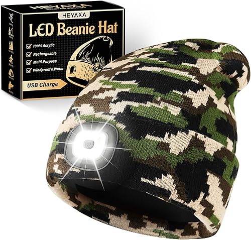 Miniatura 1 de Gorro LED unisex con luz, sombrero recargable, relleno de calcetines, regalos de Navidad para hombres, gorro de punto cálido, regalo de elefante