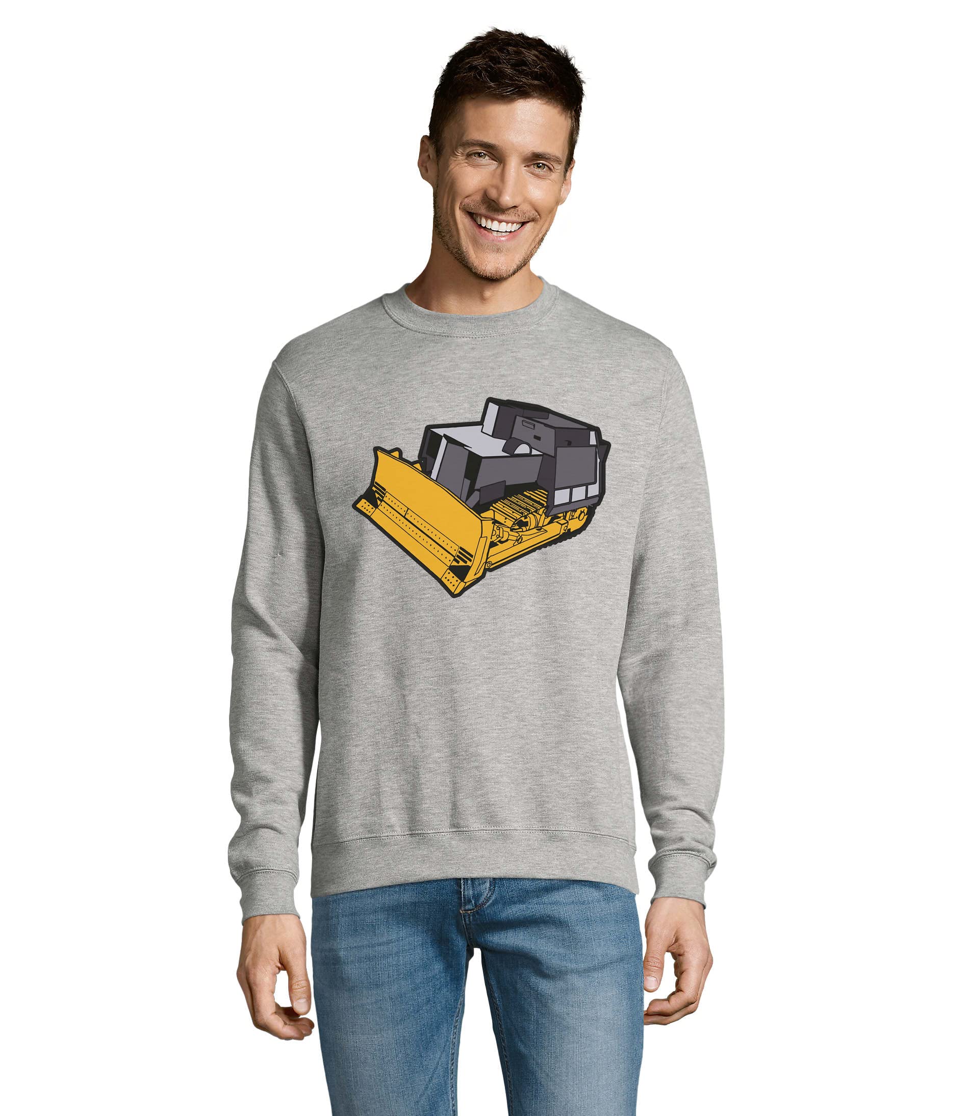 Killdozer Minimalist Crew Neck Cotton Blend Pullover Sweater Sweatshirt Gray
