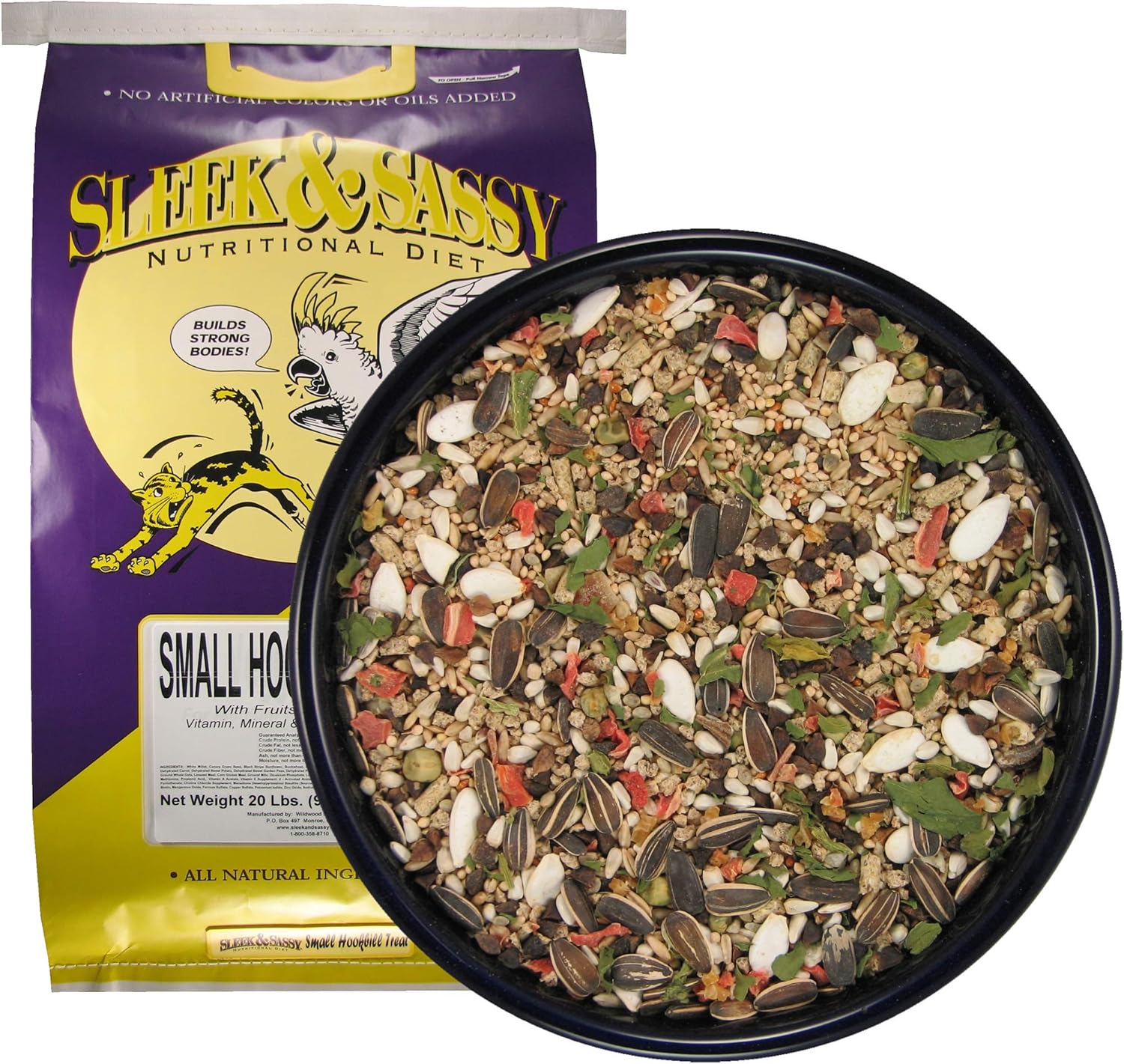SLEEK & SASSY Small Hookbill Bird Treat for Lovebirds, Cockatiels, Quaker Parrots & Small Conures (20 lbs.)