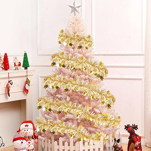 Vista 61 de LOMIMOS Guirnalda de oropel de Navidad de 32.8 pies, decoración blanca brillante para árbol de Navidad, fiesta, suministros de boda Blanco