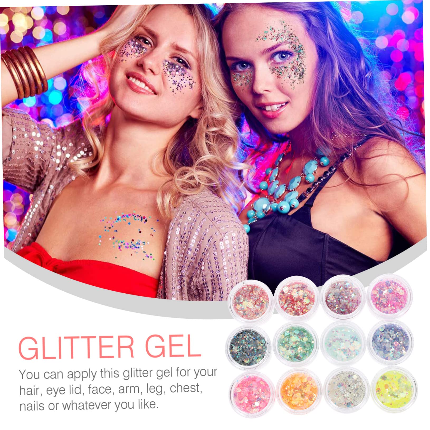 Angoily 4 Set Di Glitter Per Trucco Corpo Viso Unghie Glitter Paillettes Festival Halloween Carnevale Festa Ampi Usi *4