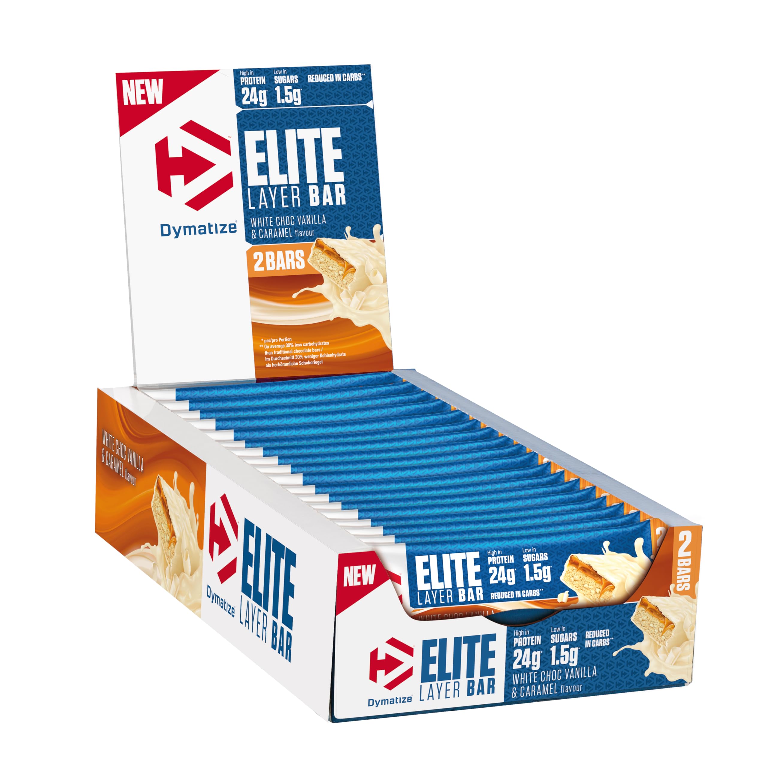 Dymatize Elite Layer Bar (18x60g) White Choc Vanilla & Caramel - Batony - Batony proteinowe