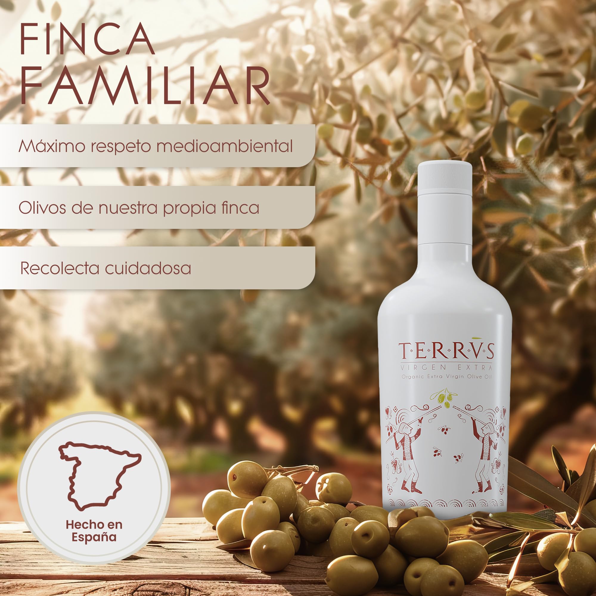 TERRVS Aceite Oliva Virgen Extra Ecológico 500ml – Aceite de Oliva Virgen de Prensado en Frío – AOVE Premium y Gourmet