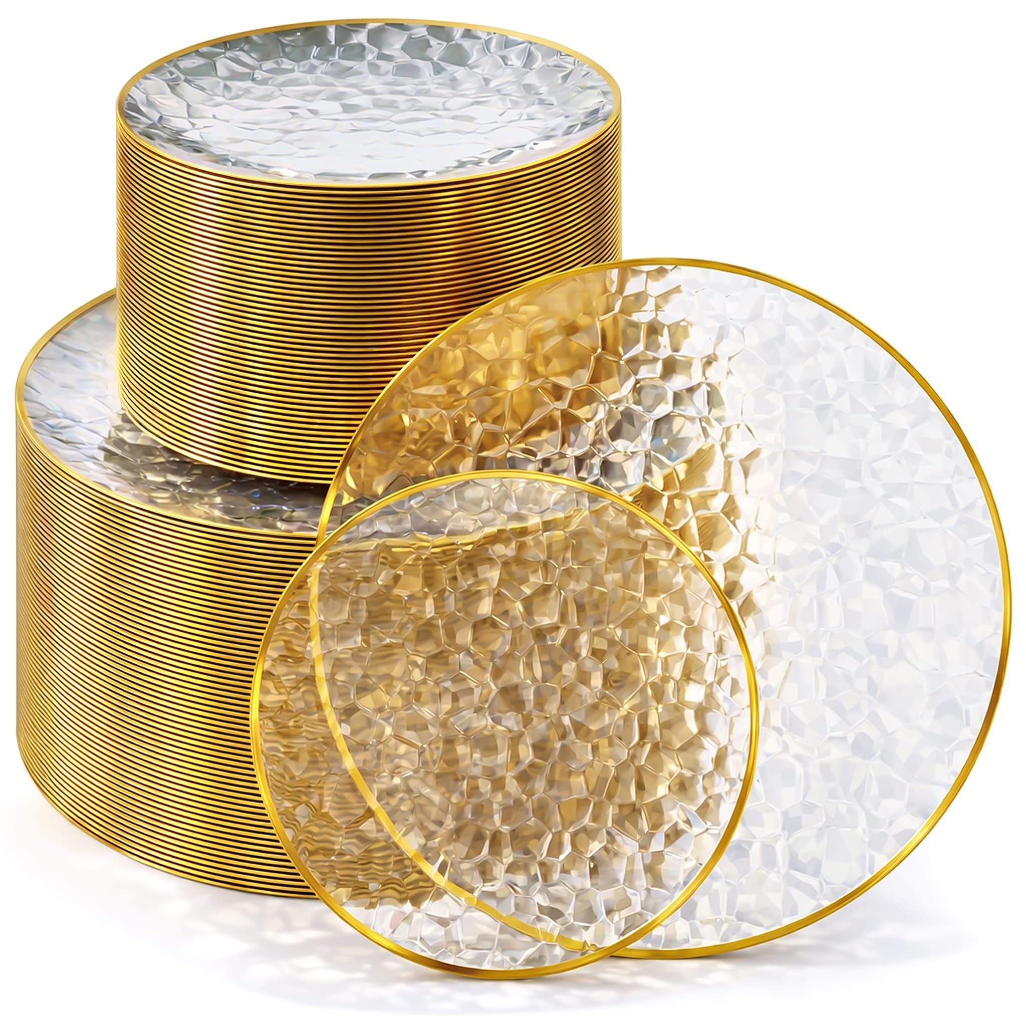 Stock Your Home 100 Pack / Clear and Gold / Classic Plates