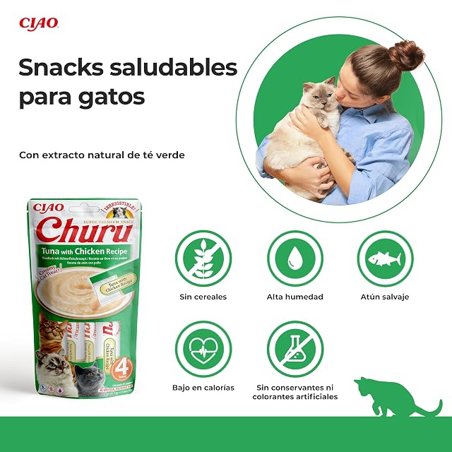 Foto 2 de 7 de INABA Churu Gatos - Receta Saludable de Atún con Pollo - Sancks con Textura Cremosa