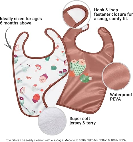 Miniatura 5 de BabyToLove Set of 2 Bibs Soft & Waterproof with a Hook & Loop Closure Infant & Toddler Mealtimes