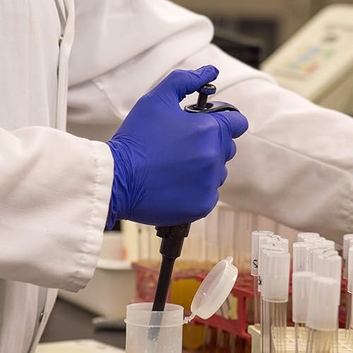 Miniatura 6 de Ammex, Ainpf, Guantes de nitrilo médicos, caja con 100 unidades, guantes desechables, sin polvo, sin látex, grado de revisión, 4 mil, color índigo,