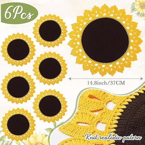 Miniatura 2 de Juego de 6 manteles individuales bordados con margaritas de 14 pulgadas, de algodón, lavables, para decoración de cocina, granja, boda, baby shower