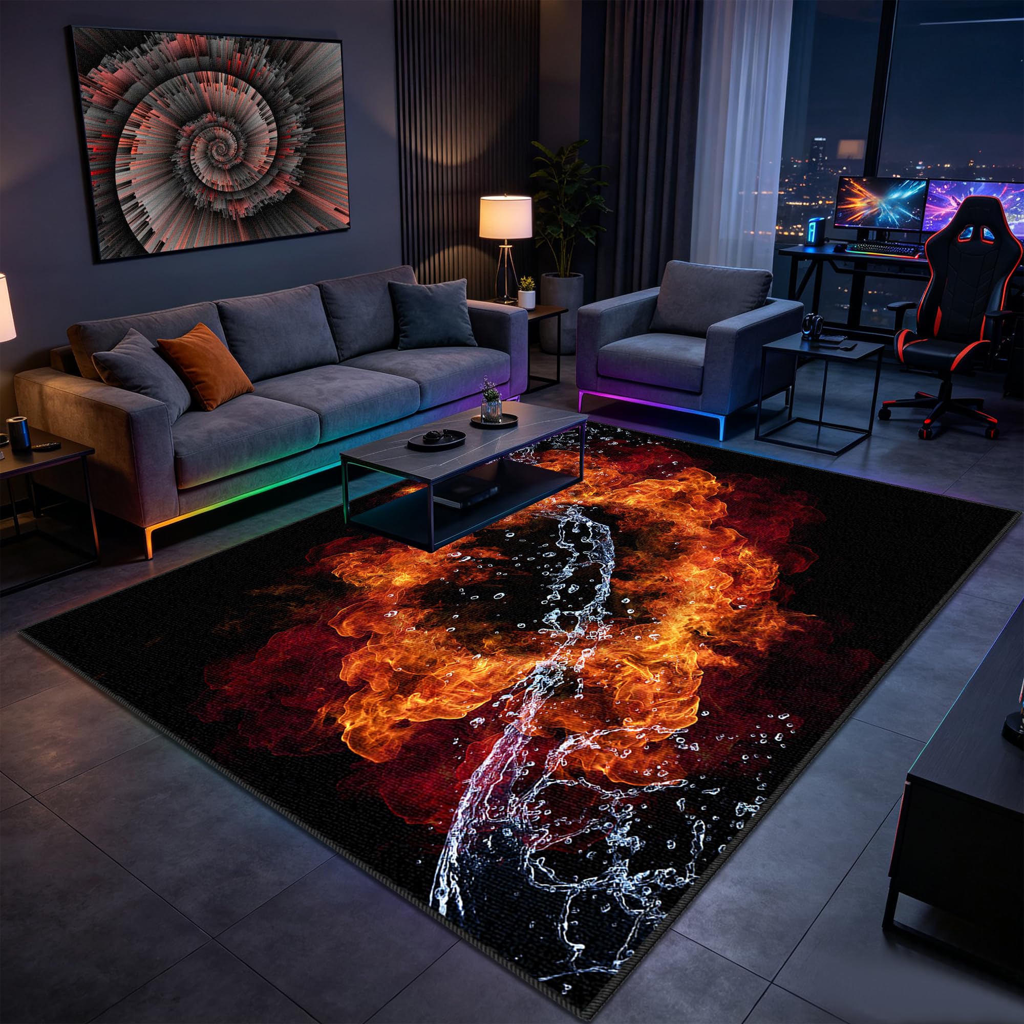 Tapis de salon moderne 200x290 cm lavable et antidérapant pour chambre