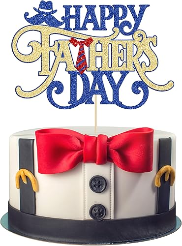 Miniatura 8 de Gyufise 1 decoración de pastel para el Día del Padre con purpurina negra para el Día del Padre con corona de sombrero para fiesta de cumpleaños,