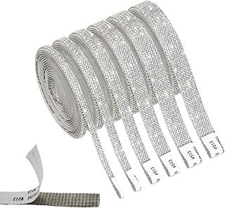 Rhinestone Strips Tape, 6 Rolls Rhinestone Ribbon Self Adhesive Bling Wrap Diamond for Crafts, for DIY Mirror Car Dress Gift Party Home Wedding Decoration (6 Size/Silver)