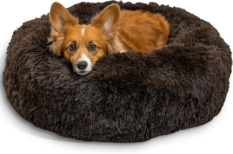 Cama Donut para Cães e Gatos em Pelúcia Shag Marrom-Escuro Best Friends by Sheri 76,2 x 76,2 x 22,86 cm