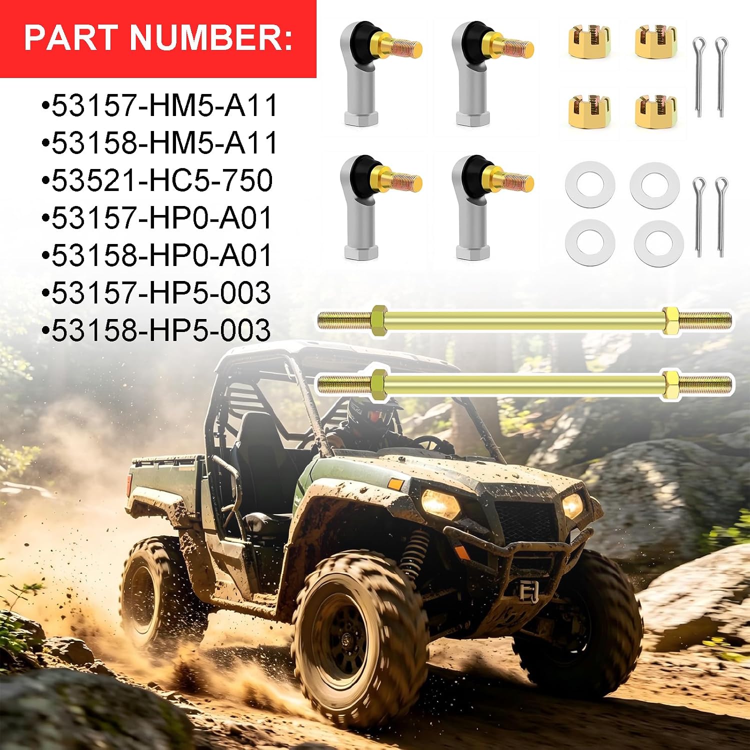 Left Right Tie Rod Assy For Honda FourTrax 300 TRX300 TRX300FW 1988-2000 TRX300FW 1988-2000 53157-HM5-A11 53158-HM5-A11 53521-HC5-750 53157-HP0-A01 53158-HP0-A01 53157-HP5-003 53158-HP5-003