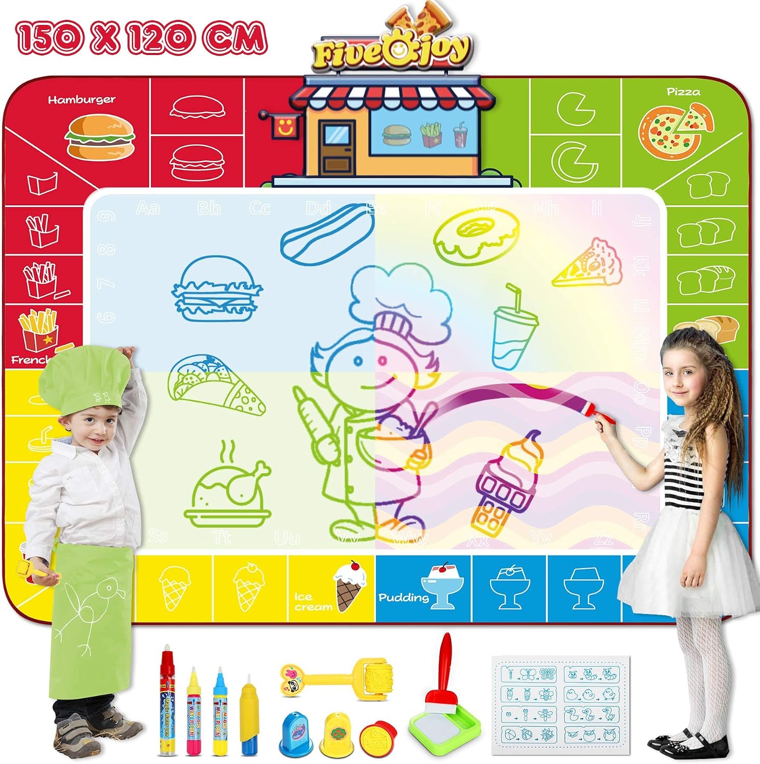 MOONTOY Alfombra Mágica De Agua 120x80cm: Juguete Educativo Que Pinta Sin Tinta, Se Borra Sola, Regalo Para Niños 2-6 Años Pintura Reusable MOONTOY Alfombra Mágica De Agua 120x80cm: Juguete Educativo Que Pinta Sin Tinta, Se Borra Sola, Regalo Para Niños 2-6 Años Pintura Reusable