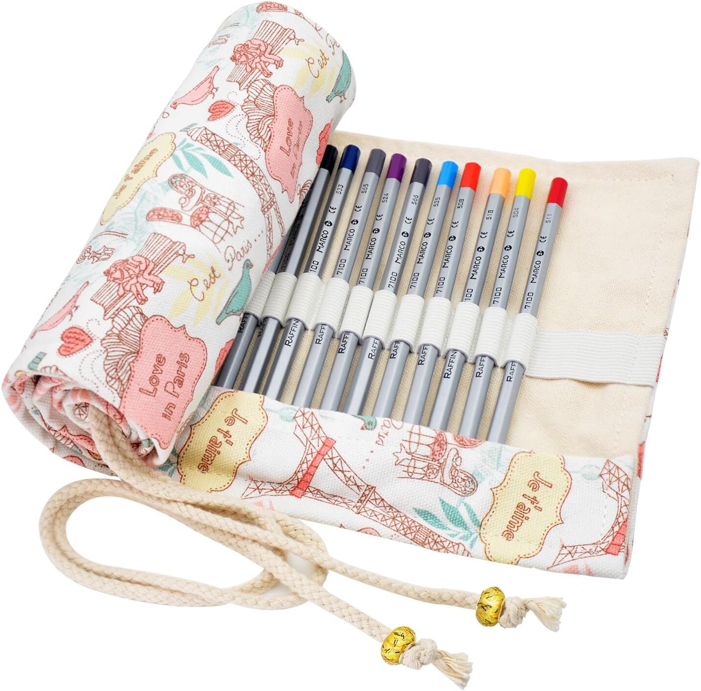 Minhe 72-colored Roll-Up Canvas Pencil Wrap - Tower (Pencils are not include)