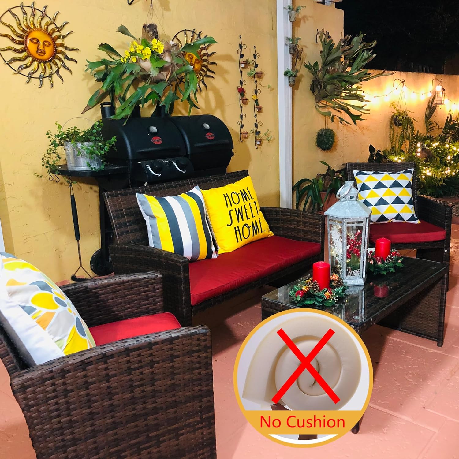 3 Pack Outdoor Cushion Covers Replacement, Waterproof Patio Seat Cushion Cover Fit for 4-Seater Wicker Rattan Conversation Set Loveseat Chair Couch Furniture, Cover Only, 38x19x2,19x19x2,Burgundy