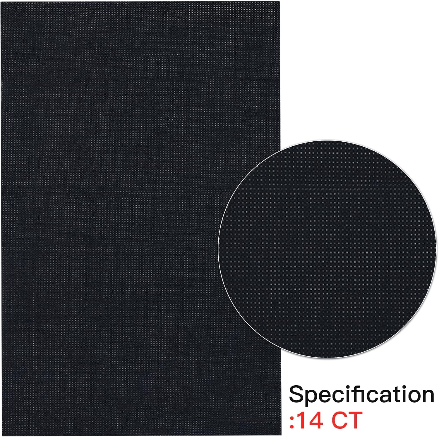 Caydo 6 Pieces Aida Cloth 14 Count Black Cross Stitch Fabric Cotton Embroidery Fabric for Needlework, DIY Handicrafts, 12 by 18-Inch